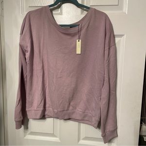 NWT Cupio Size L Long Sleeve Lace Up Back Womens Lt. Mauve Lilac Sweat  Ret $68